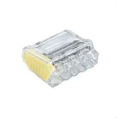 TRADEFORCE - Vezeték összekötő 5x0.5-2.5mm2 tömör réz vezetékhez, áttetsző/sárga, 100db/doboz